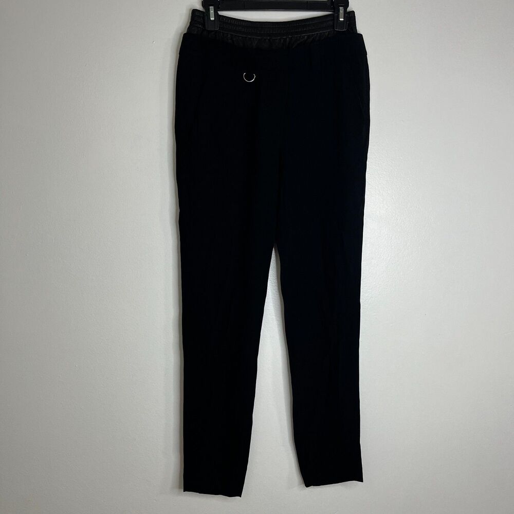 A.L.C Pants Women's 6 Black Double Waist Trouser Leather Elastic Waist